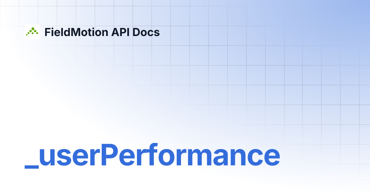 _userPerformance | FieldMotion API Docs